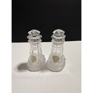 Lenox Lighthouse Salt and Pepper Shakers Full Lead Crystal 4" Germany